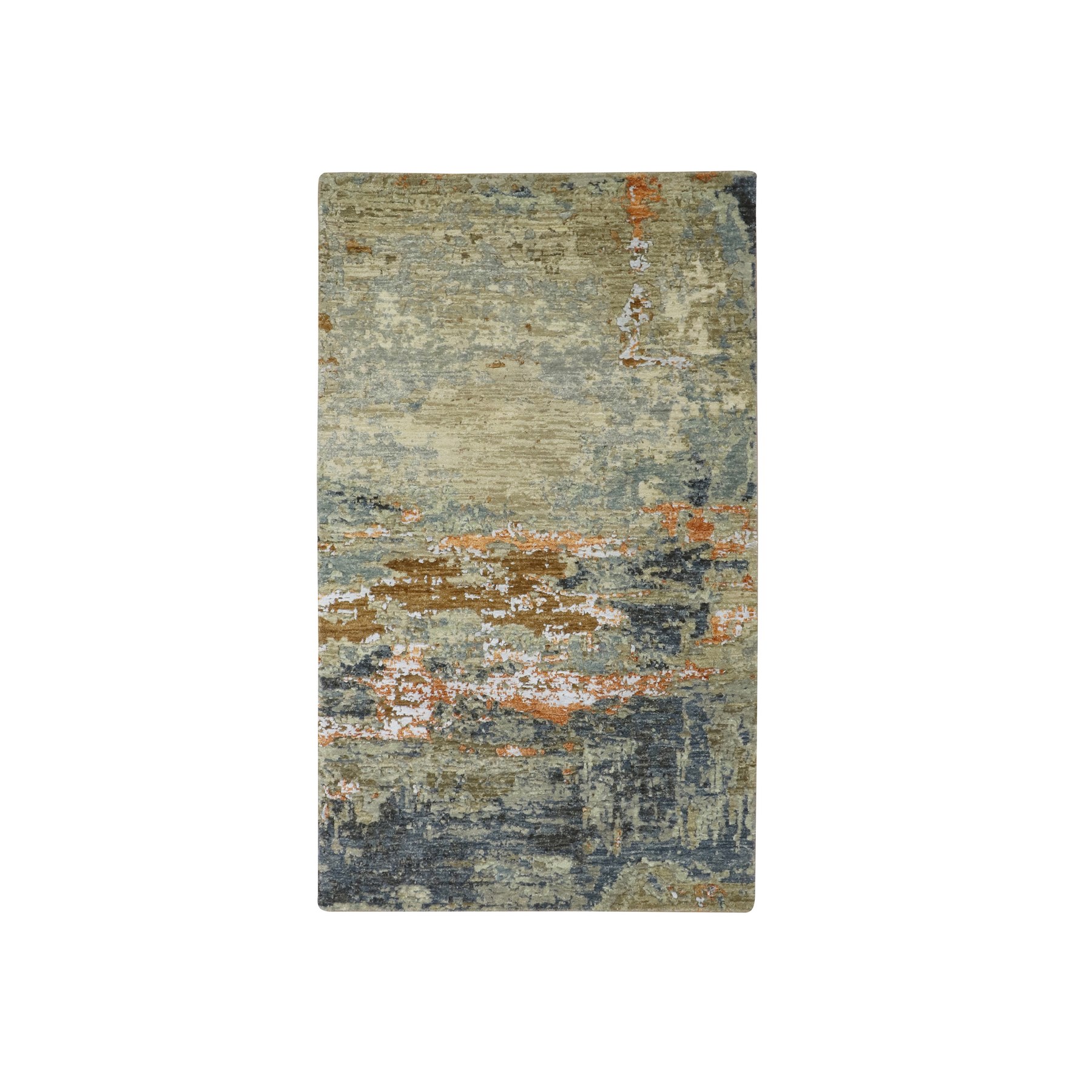 Shades of Brown, Persian Knot, Abstract with Galaxy Design, 100% Wool, Hand Knotted, Densely Woven, Oriental Rug
